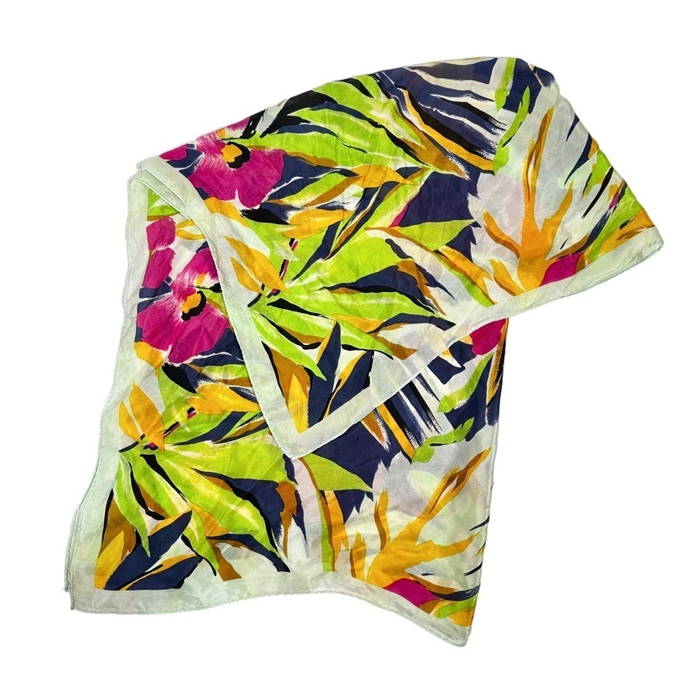 VINTAGE 100% Silk Floral Scarf
